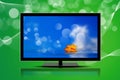 Television isolated on a green background Royalty Free Stock Photo