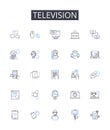 Television line icons collection. Cellph, iPad, Laptop, Desktop, Radio, Headphs, Earphs vector and linear illustration