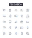 Television line icons collection. Cellph, iPad, Laptop, Desktop, Radio, Headphs, Earphs vector and linear illustration