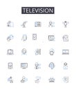 Television line icons collection. Cellph, iPad, Laptop, Desktop, Radio, Headphs, Earphs vector and linear illustration