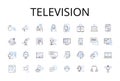 Television line icons collection. Cellph, iPad, Laptop, Desktop, Radio, Headphs, Earphs vector and linear illustration