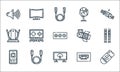 Television line icons. linear set. quality vector line set such as smart tv, smart tv, smartphone, hdmi port, hdmi cable, indoor