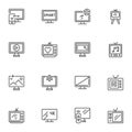 Television line icons set