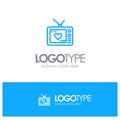 Television, Love, Valentine, Movie Blue Outline Logo Place for Tagline