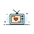 Television, Love, Valentine, Movie Business Logo Template. Flat Color