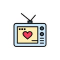 Television, Love, Valentine, Movie Flat Color Icon. Vector icon banner Template