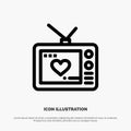 Television, Love, Valentine, Movie Line Icon Vector