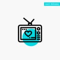 Television, Love, Valentine, Movie turquoise highlight circle point Vector icon