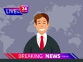 Television news. Breaking reporter tv and broadcast headline news anchor vector graphic template Royalty Free Stock Photo