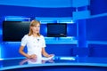 Television newscaster at TV studio Royalty Free Stock Photo