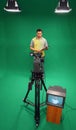 Television presenter on green screen Royalty Free Stock Photo