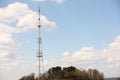 Television and radio tower in Ukraine in the city of Lviv. Technological frame structure made of metal. High radio technologies. Royalty Free Stock Photo