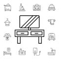 Television, room, hotel flat vector icon in hotel service pack