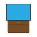Television screen communication equipment electronic vector. TV broadcasting cinema front view flat icon Royalty Free Stock Photo