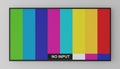 Television showing no input color bar test pattern Royalty Free Stock Photo