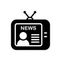 Black solid icon for Television, broadcast and newsreader