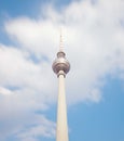 Television tower in berlin mitte with blue sky