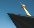 Television tower in berlin mitte with blue sky