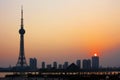 Television tower and sunset