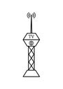 Television tower transmitting radio signal vector image Royalty Free Stock Photo