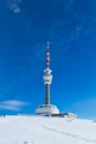 Television Transmitter Praded under Snow Cover in Jesenik, Wintertime View