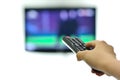 Televison remote control changes channel Royalty Free Stock Photo