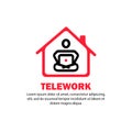 Telework banner. Human studying or working from home. Vector on isolated white background. EPS 10