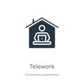 Telework icon vector. Trendy flat telework icon from Coronavirus Prevention collection isolated on white background. Vector