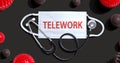 Telework theme with mask and stethoscope