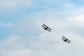 TELFORD, UK, JUNE 10, 2018 - A photograph documenting two replica Royal Aircraft Factory SE5a WWI Scout and fighter aircraft at R