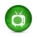 Telivision icon on classy splash green round button illustration