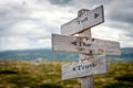 tell the truth text engraved on old wooden signpost outdoors in nature