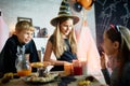 Telling Scary Halloween Story to Friends Royalty Free Stock Photo