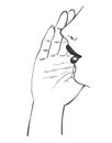 Telling secret gossip gesture sign