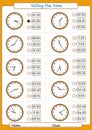 telling the time, choose the correct time, worksheet for children, what is the time Royalty Free Stock Photo