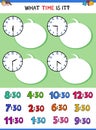 Telling time with clock face educational activity Royalty Free Stock Photo