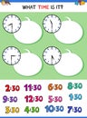 Telling time clock face educational task