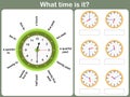 Telling time worksheet. write the time shown on the clock Royalty Free Stock Photo