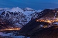 Telluride and Mountain Village glow beneath the San Juan Mountains in southwestern Colorado Royalty Free Stock Photo