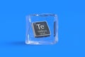 Tellurium Te chemical element of periodic table in ice cube