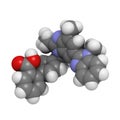 Telmisartan hypertension drug molecule. Used to treat hypertension. Also used as a preformance enhancing drug sports doping. Royalty Free Stock Photo