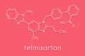 Telmisartan hypertension drug molecule. Used to treat high blood pressure. Skeletal formula. Royalty Free Stock Photo
