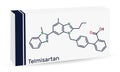 Telmisartan molecule. It is medication used to treat high blood pressure, heart failure. Skeletal chemical formula. Paper Royalty Free Stock Photo