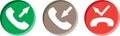 phone button pack is green for outgoing calls, gray for incoming calls and red for missed calls Royalty Free Stock Photo