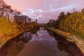 The Teltow Channel Berlin at night, long exposure. Royalty Free Stock Photo