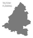 Teltow-Flaeming grey county map of Brandenburg Germany