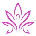 A simple logo design with a stylized pink lotus flower.yoga Royalty Free Stock Photo