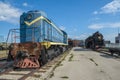 TEM2 diesel-electric locomotive manufactured by the Kharkov Transport Machinery plant, is displayed at the AvtoVAZ Technical Muse Royalty Free Stock Photo