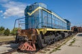 TEM2 diesel-electric locomotive manufactured by the Kharkov Transport Machinery plant, is displayed at the AvtoVAZ Technical Museu Royalty Free Stock Photo