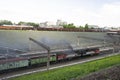 TEM2 freight locomotive with rolling stock